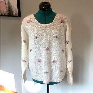 Pasta Vintage 90’s Embroidered Flower Sweater EUC Sz L